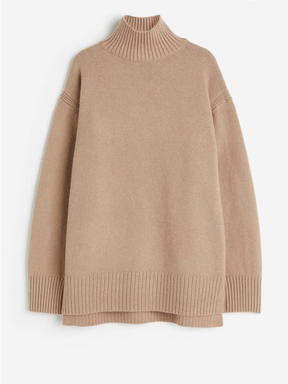 H&M Oversized Turtleneck Sweater in Camel Beige